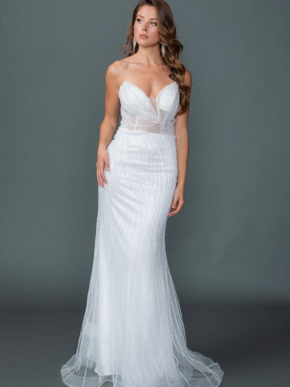NEW OFF-WHITE Evening Gown Floor Length Formal Elegant Stunning 328 - Picture 1 of 5
